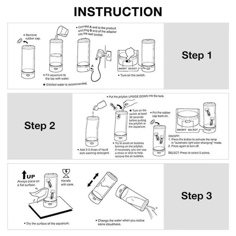 Lampe Méduse LED - Veilleuse Aquarium Décorative 5 Couleurs