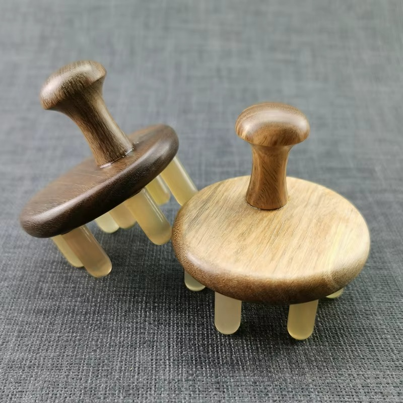 Peigne de Massage en Corne Naturelle – Brosse à Shampooing