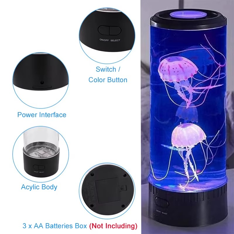 Lampe Méduse LED - Veilleuse Aquarium Décorative 5 Couleurs