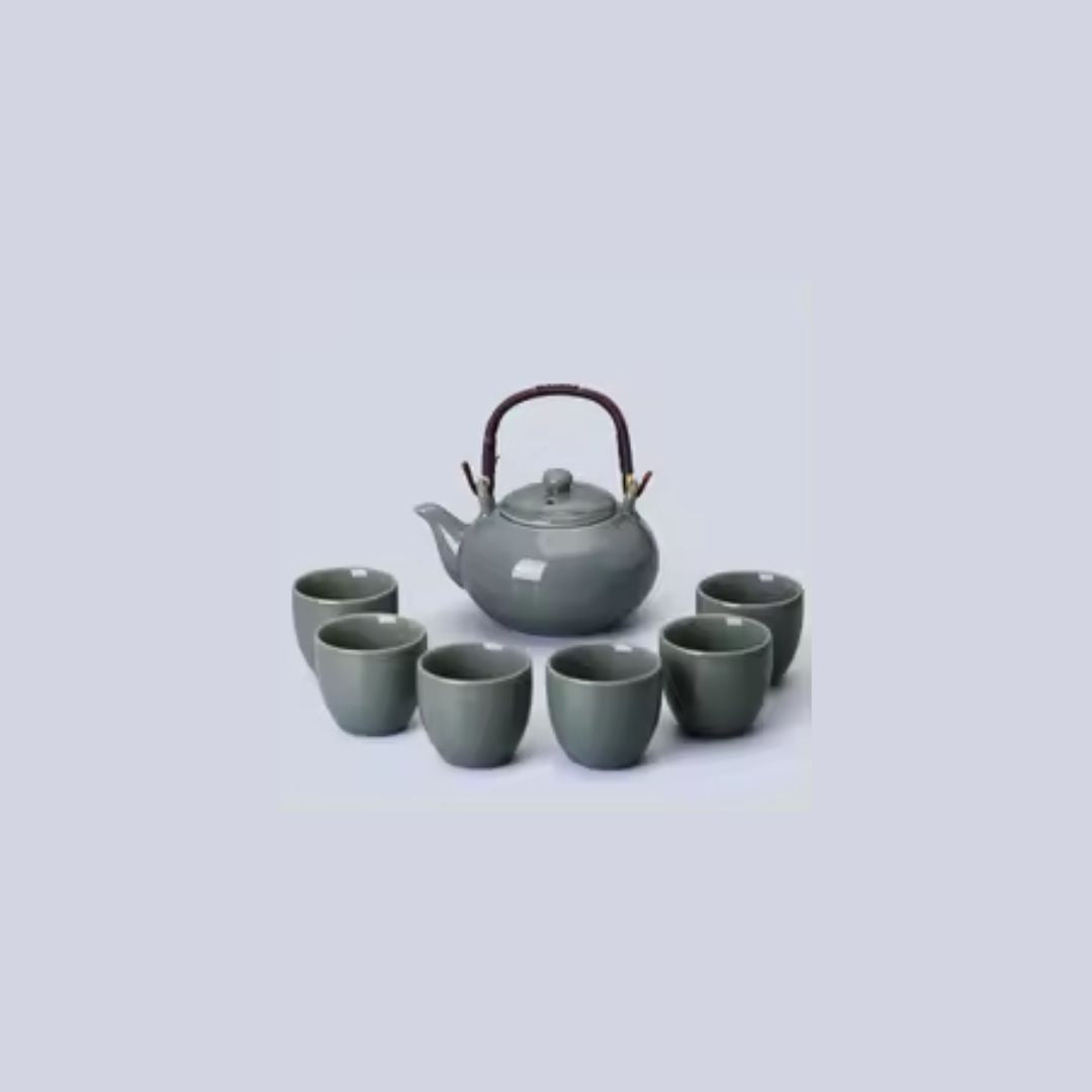Japanese Ceramic Teapot – 1 Teapot + 6 Cups – Elegant and Traditional Style 