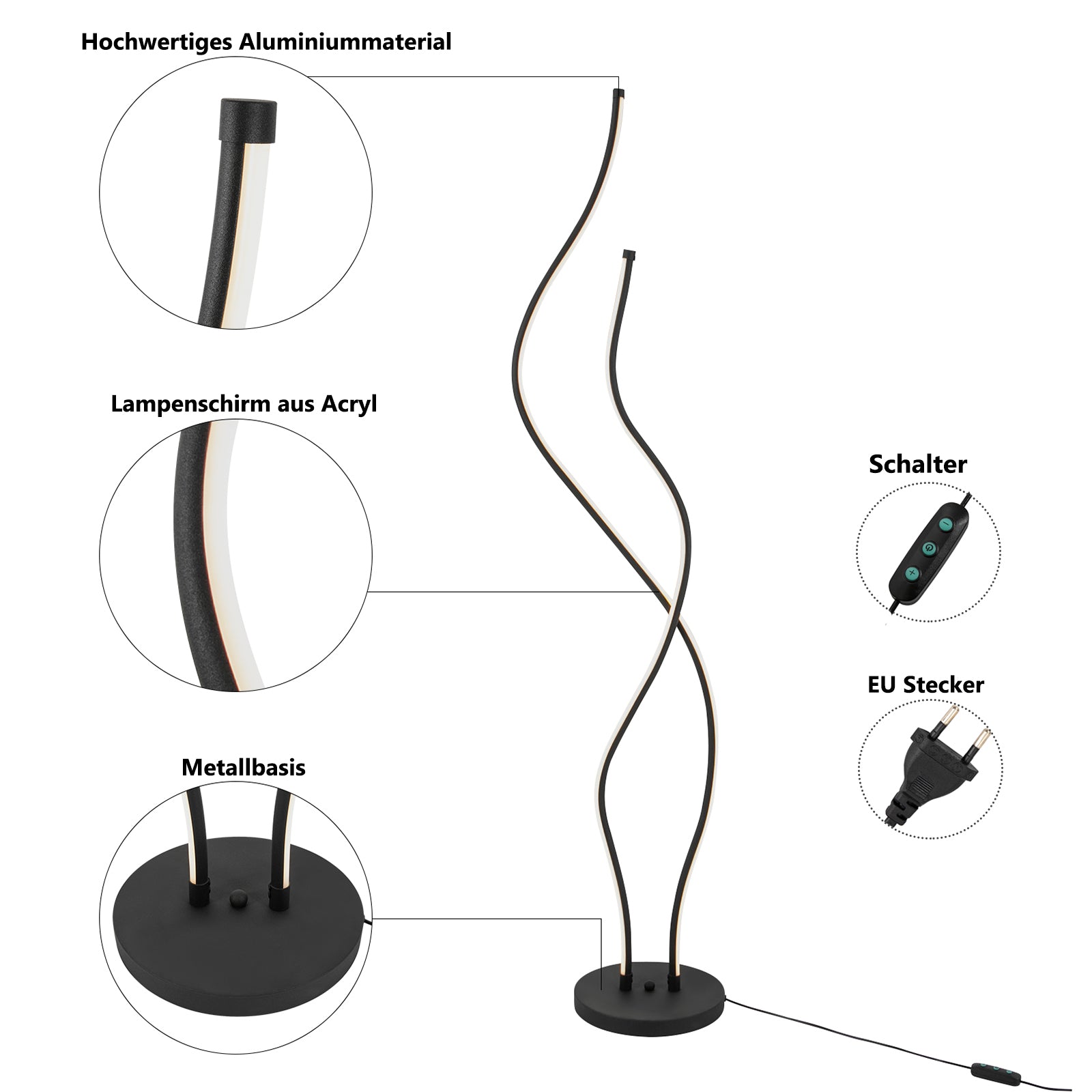 Lampadaire LED à Intensité Réglable