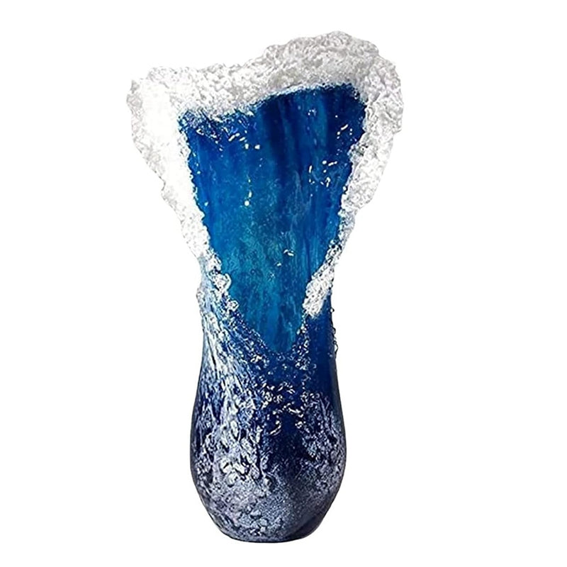 Vase Ondulé Bleu en Résine