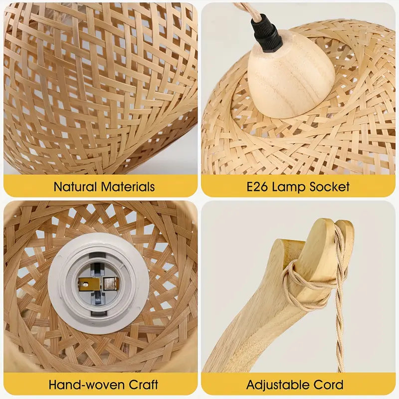 Applique Murale Lanterne en Bambou Tissé