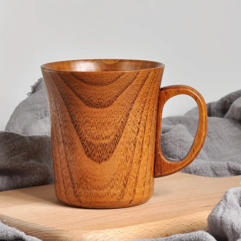 Lot de 2 Tasses en Bois de Cerisier Naturel avec Poignées