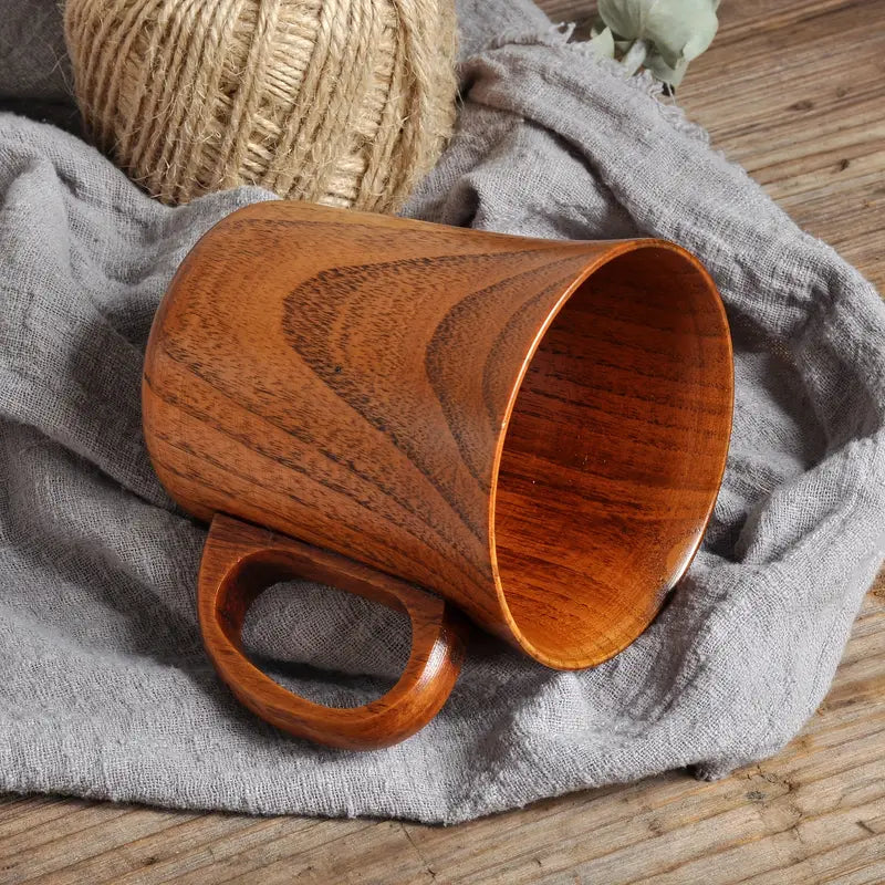 Lot de 2 Tasses en Bois de Cerisier Naturel avec Poignées