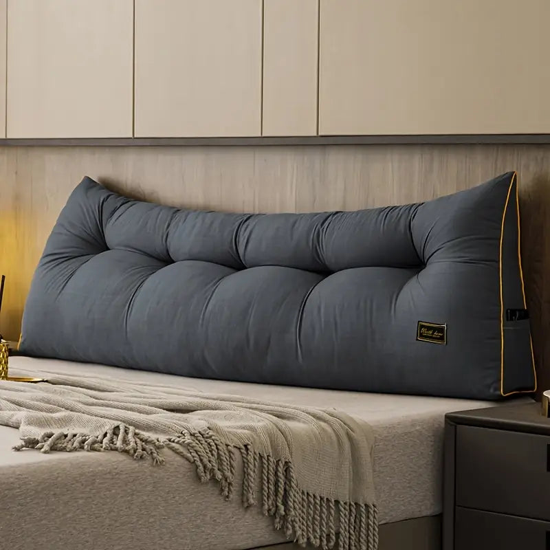 Oreiller de Tête de Lit en Peluche Grise – Confort Chic & Touche Déco Audacieuse