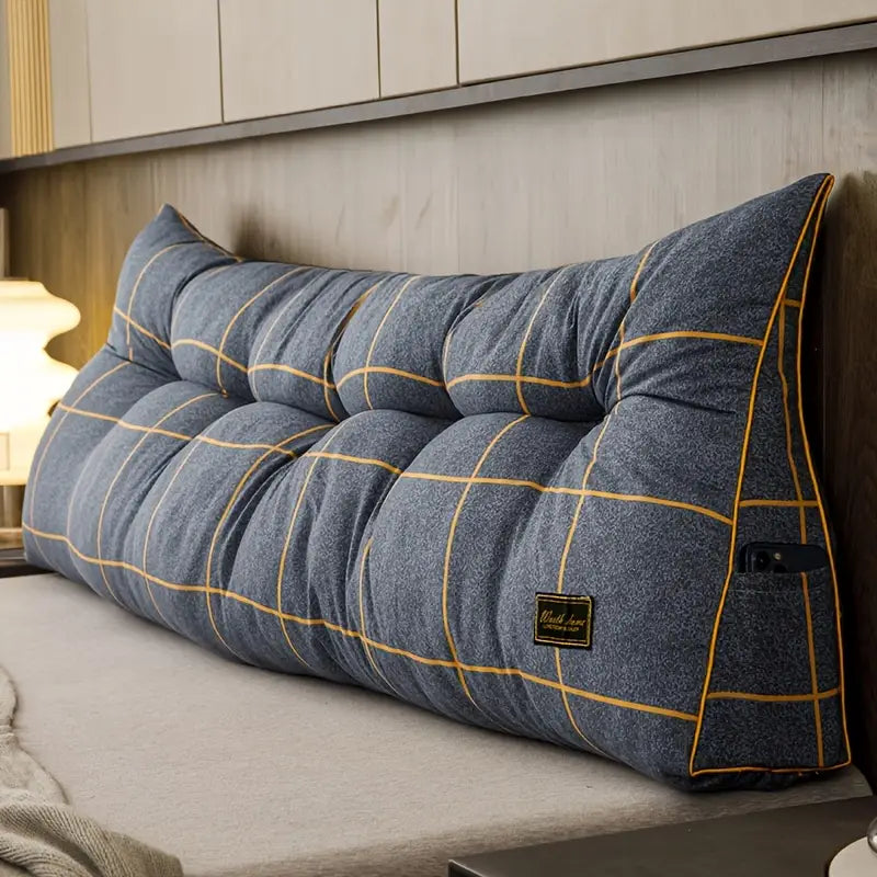 Oreiller de Tête de Lit en Peluche Grise – Confort Chic & Touche Déco Audacieuse