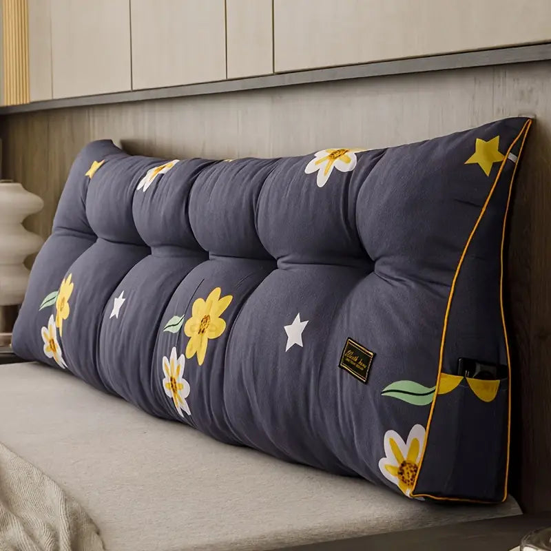 Oreiller de Tête de Lit en Peluche Grise – Confort Chic & Touche Déco Audacieuse