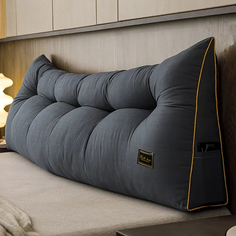 Oreiller de Tête de Lit en Peluche Grise – Confort Chic & Touche Déco Audacieuse