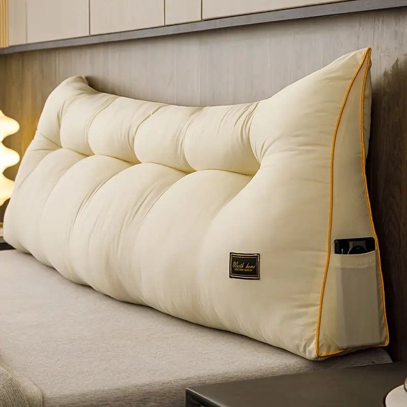 Oreiller de Tête de Lit en Peluche Grise – Confort Chic & Touche Déco Audacieuse