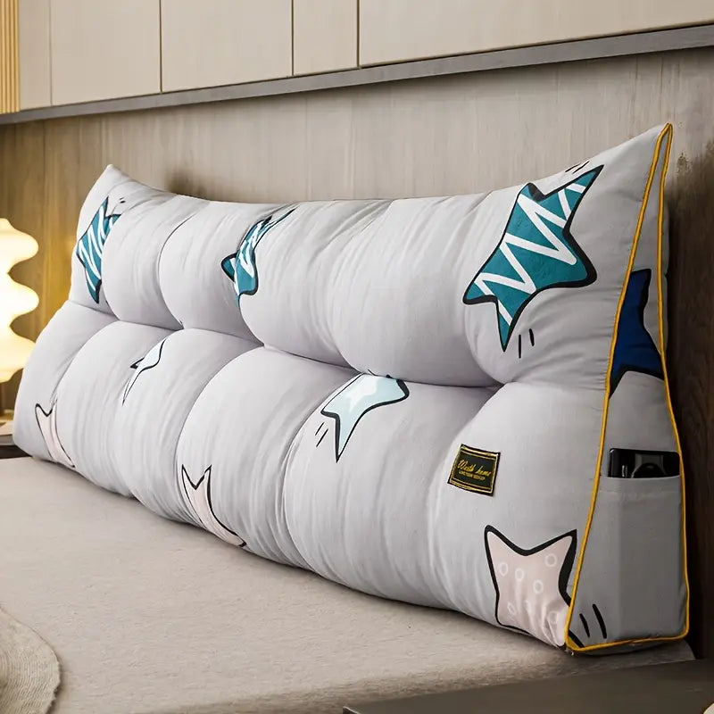 Oreiller de Tête de Lit en Peluche Grise – Confort Chic & Touche Déco Audacieuse