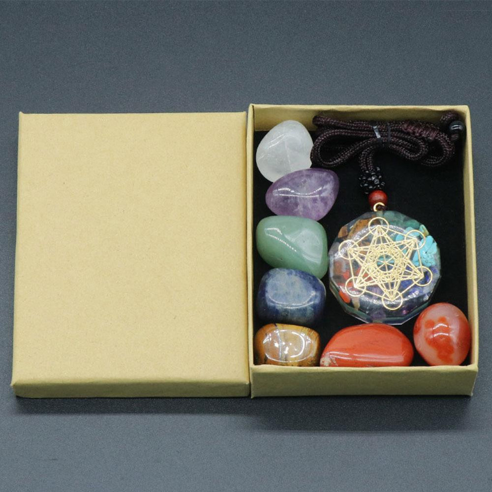 Ensemble de Pierres de Méditation Reiki 7 Chakras - Cristal Naturel