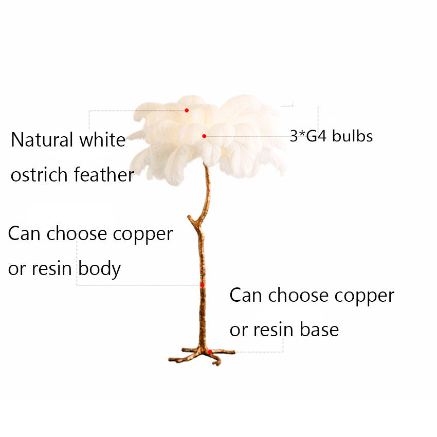 Lampe LED Autoportante en Plumes d’Autruche – L’incarnation du raffinement