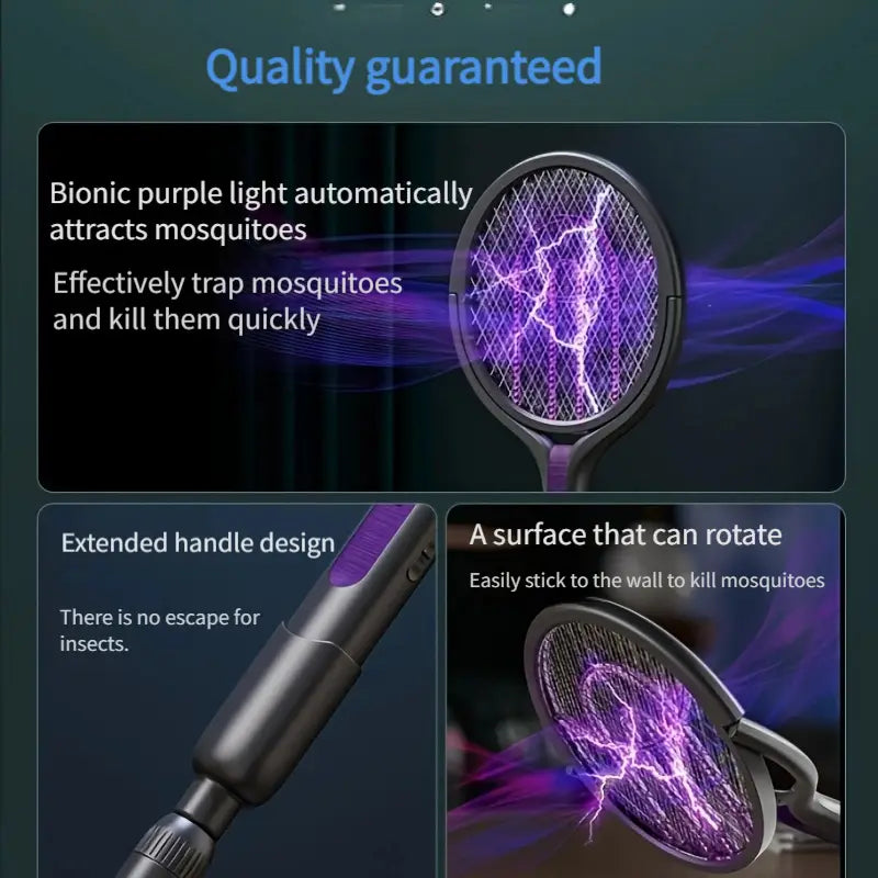 Raquette Anti-Moustique Électrique 2-en-1