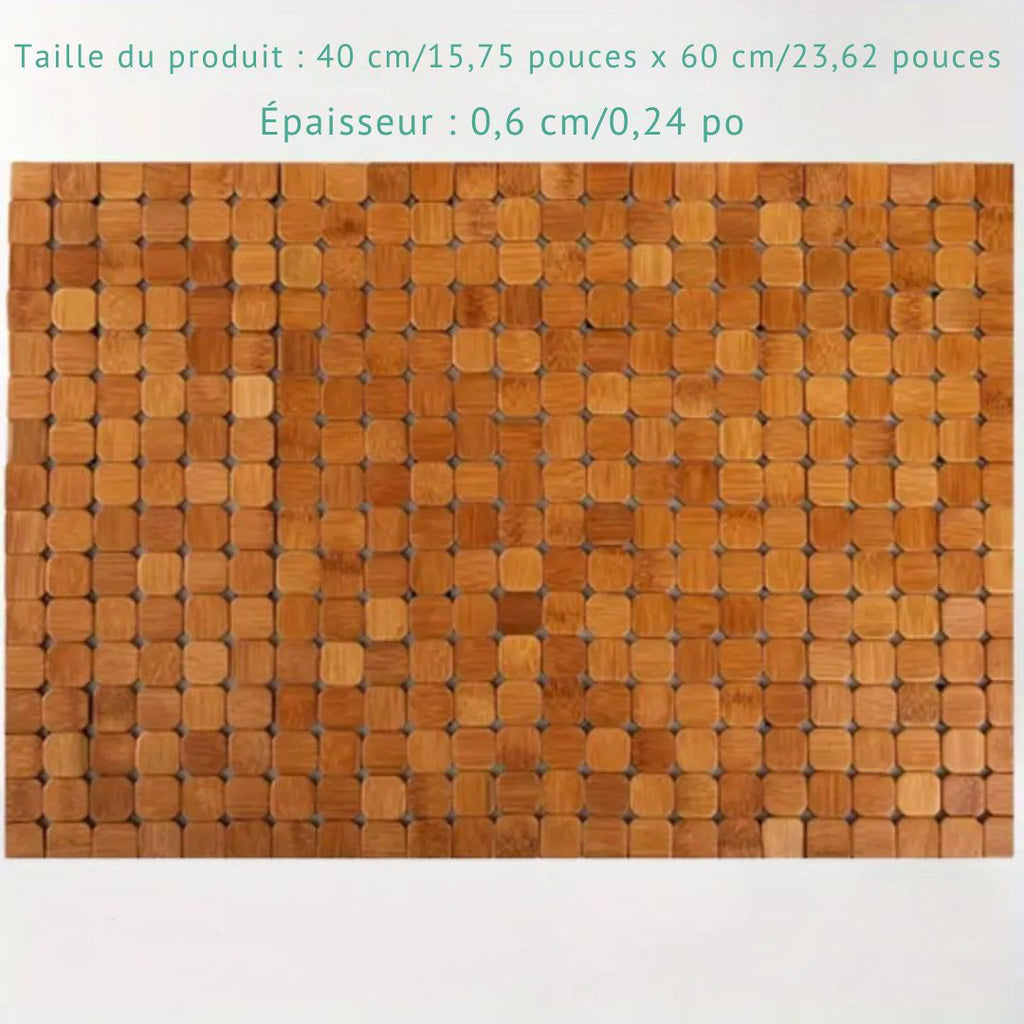 Tapis de Bain en Bambou Naturel - Antidérapant & Résistant à l’Eau