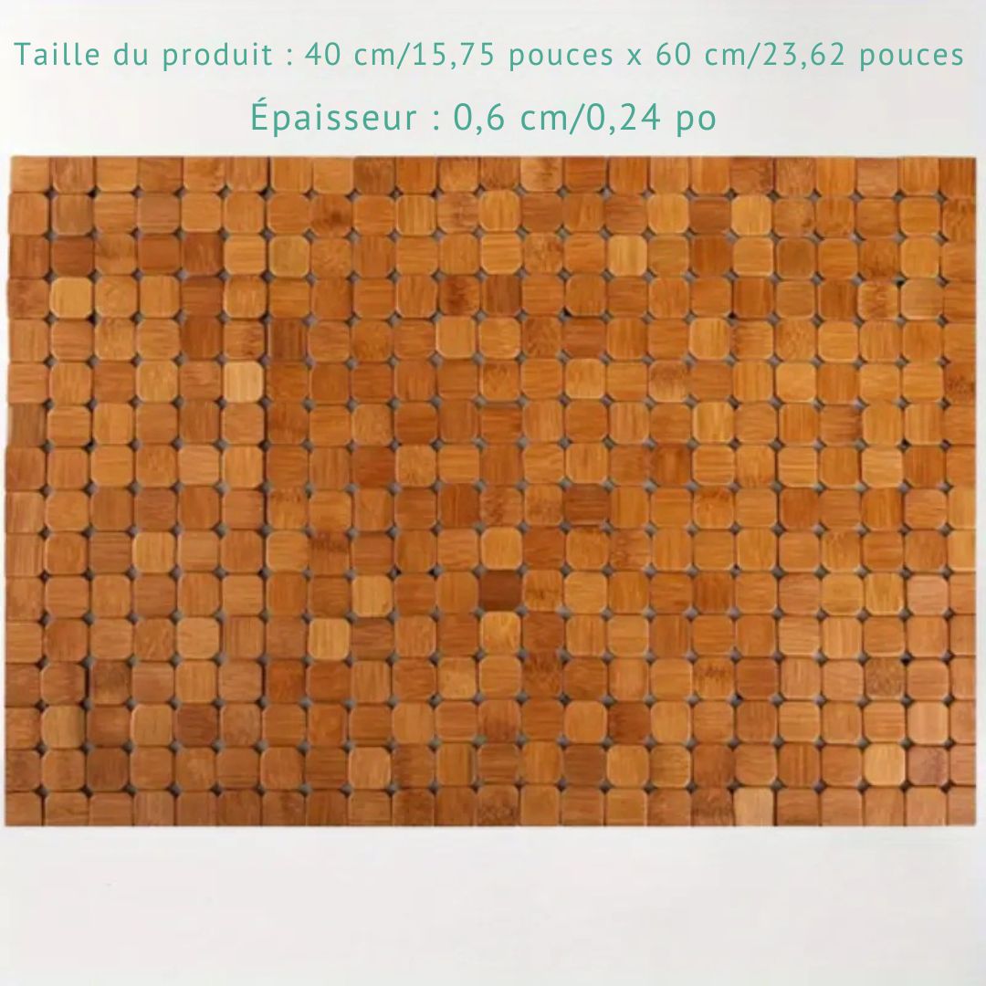 Tapis de Bain en Bambou Naturel - Antidérapant & Résistant à l’Eau