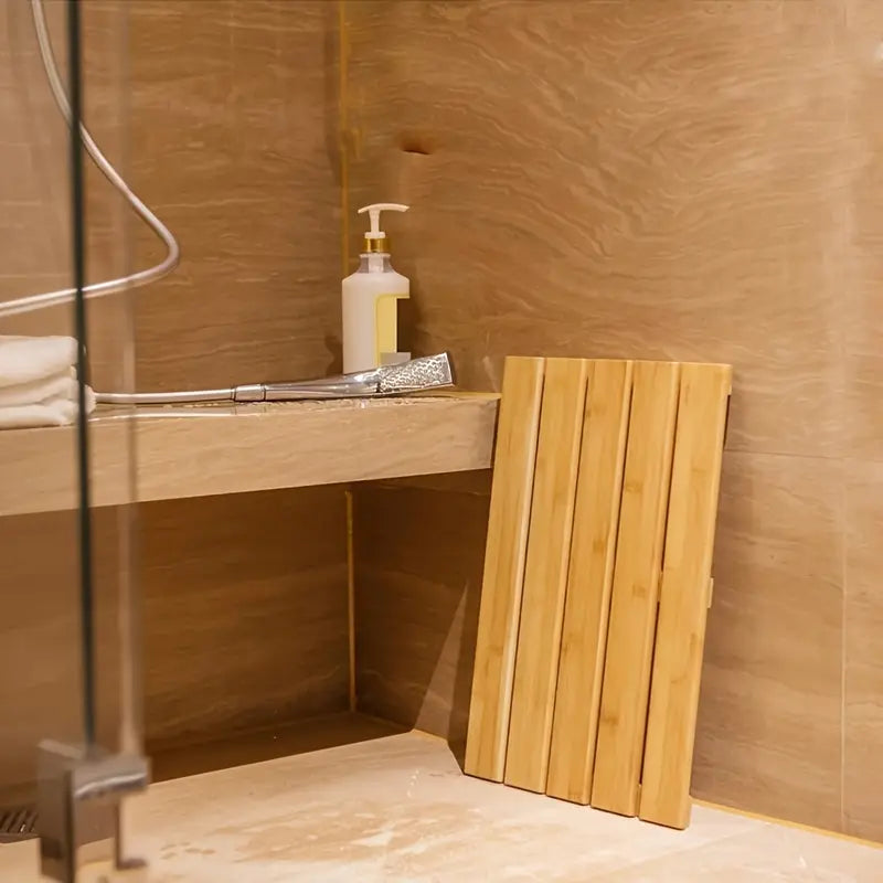 Tapis de Douche en Bambou – Tapis de Bain Antidérapant Imperméable
