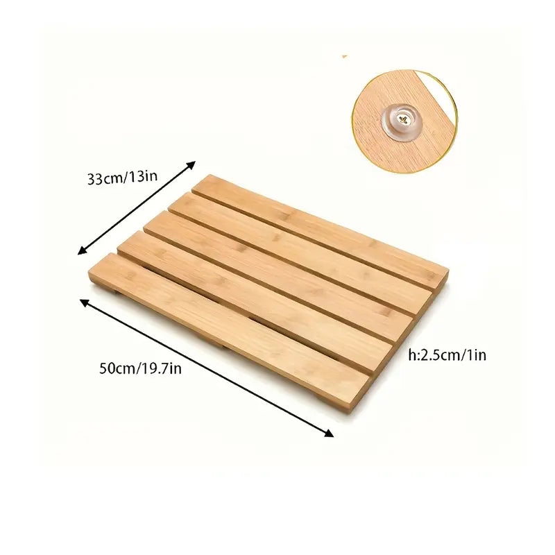 Tapis de Douche en Bambou – Tapis de Bain Antidérapant Imperméable