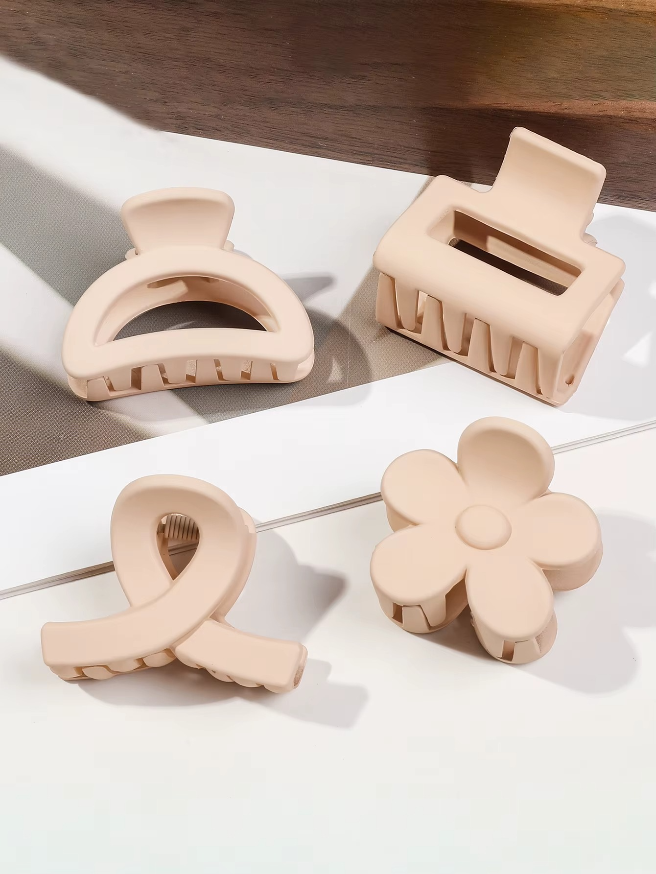 Lot de 5 Petites Pinces à Cheveux Mates à Fleurs – Style Carré Antidérapant