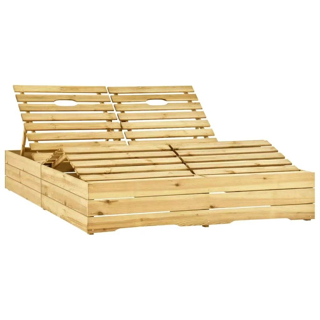 Chaise Longue Double en Bois Imprégné – Confort et Élégance en Extérieur
