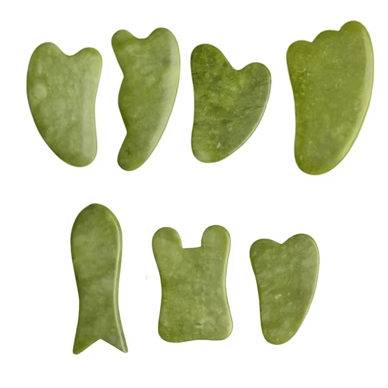 Ensemble de Planches Gua Sha en Jade Vert Naturel