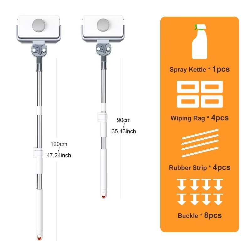 Brosse à Verre Magnétique Double Face avec Tige Télescopique