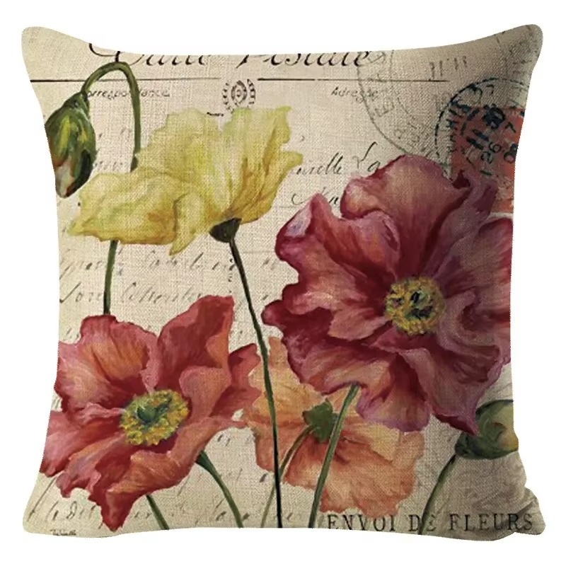 Taie d’Oreiller Fleurie Colorée – Tournesol, Rose, Pissenlit – Déco Maison & Voiture