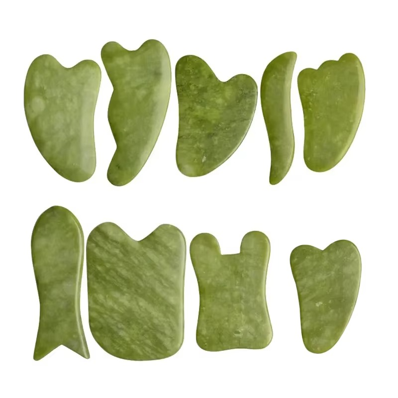 Ensemble de Planches Gua Sha en Jade Vert Naturel
