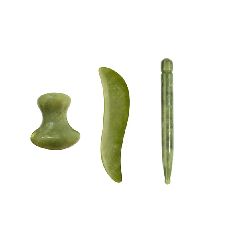 Ensemble de Planches Gua Sha en Jade Vert Naturel