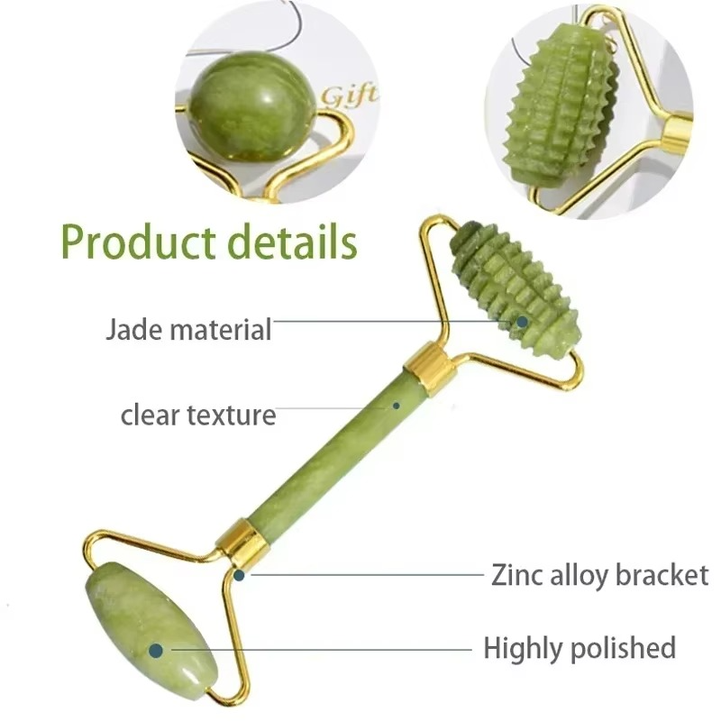 Rouleau de Jade Naturel & Gua Sha – Massage Visage et Corps