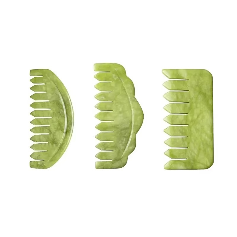 Ensemble de Planches Gua Sha en Jade Vert Naturel