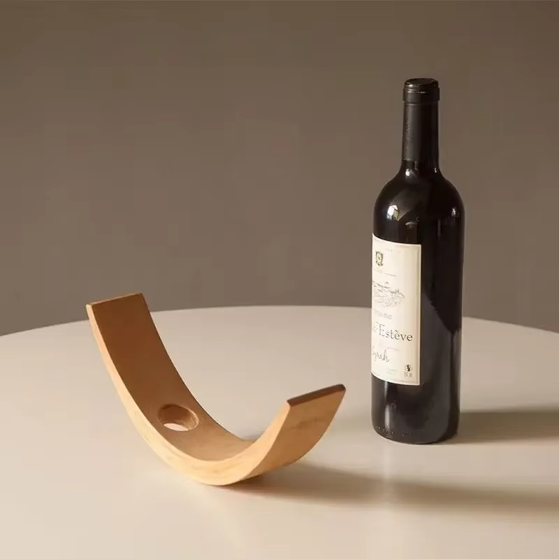 Porte-Bouteille de Vin Suspendu en Bois de Noyer & Bambou