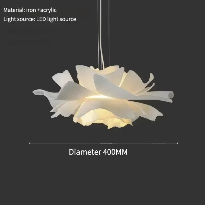 Lustre Moderne en Acrylique Crème – Éclosion Florale Lumineuse