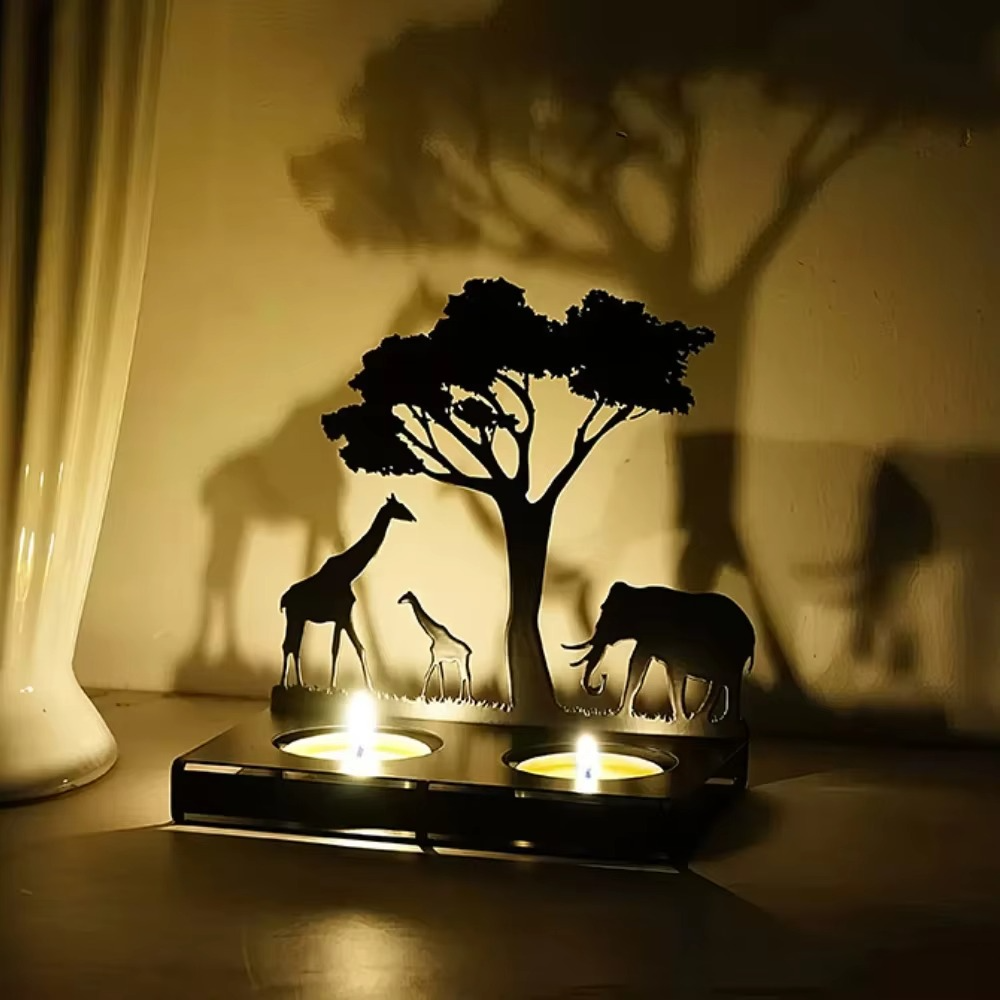 Bougeoir Animaux 3D en Métal – Silhouette en Fer
