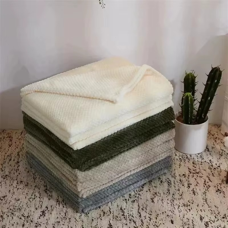 Plaid à carreaux en fausse fourrure – Couverture douce pour lit et canapé