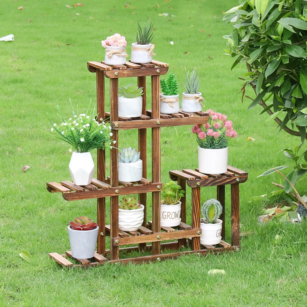Étagère en Bois pour Plantes – Support d'Angle en Bois de Pin Massif