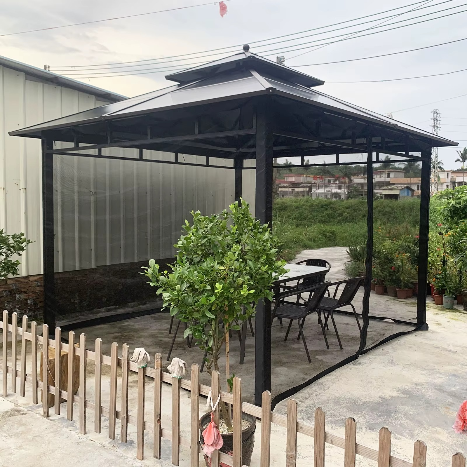 Universelles Moskitonetz für Pavillons mit vier Eingängen – Insektenschutz für Gartenpavillons