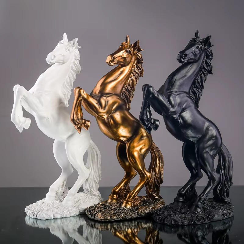 Statue de Cheval Nordique en Résine – Puissance Sculptée et Élégance Intérieure