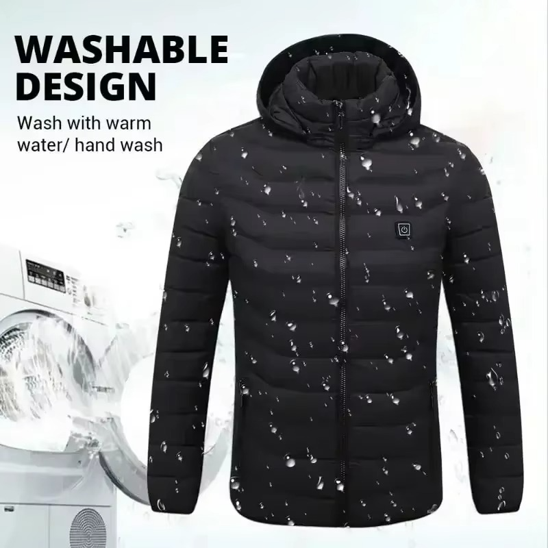 Veste Chauffante USB Électrique pour Hommes – Parka Hiver Imperméable avec Chauffage Intelligent