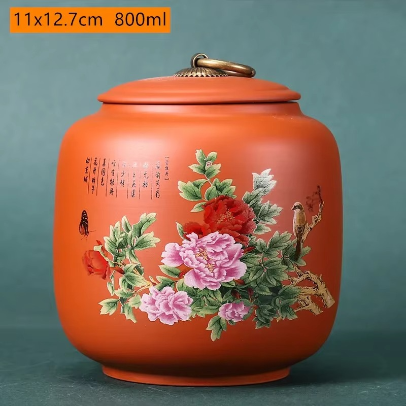Caddie à Thé en Argile Violette Antique