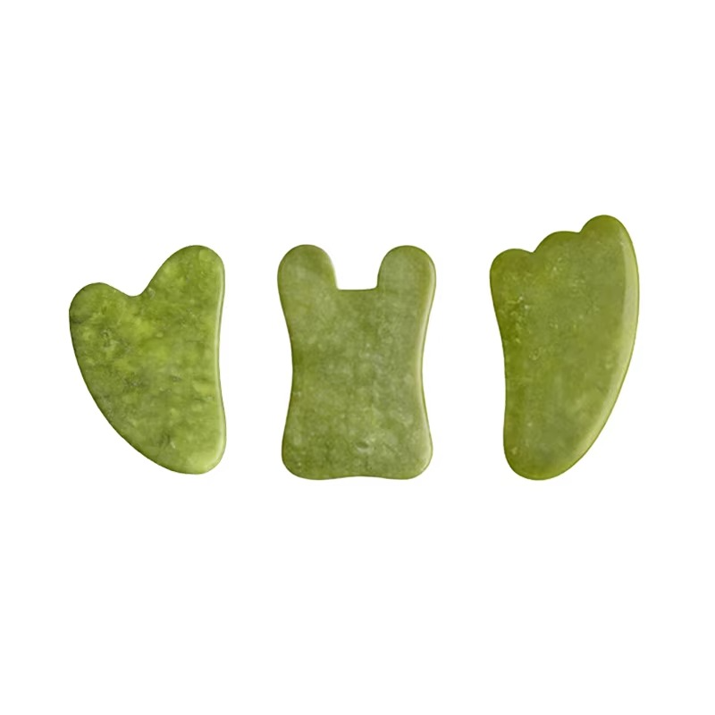 Ensemble de Planches Gua Sha en Jade Vert Naturel