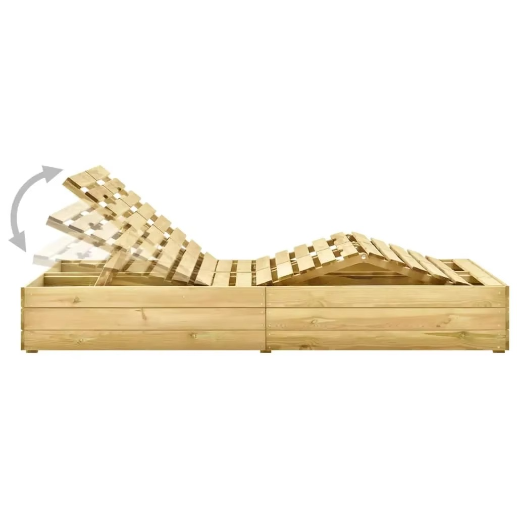 Chaise Longue Double en Bois Imprégné – Confort et Élégance en Extérieur