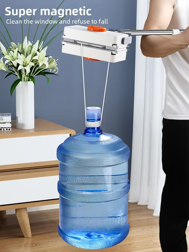 Brosse à Verre Magnétique Double Face avec Tige Télescopique