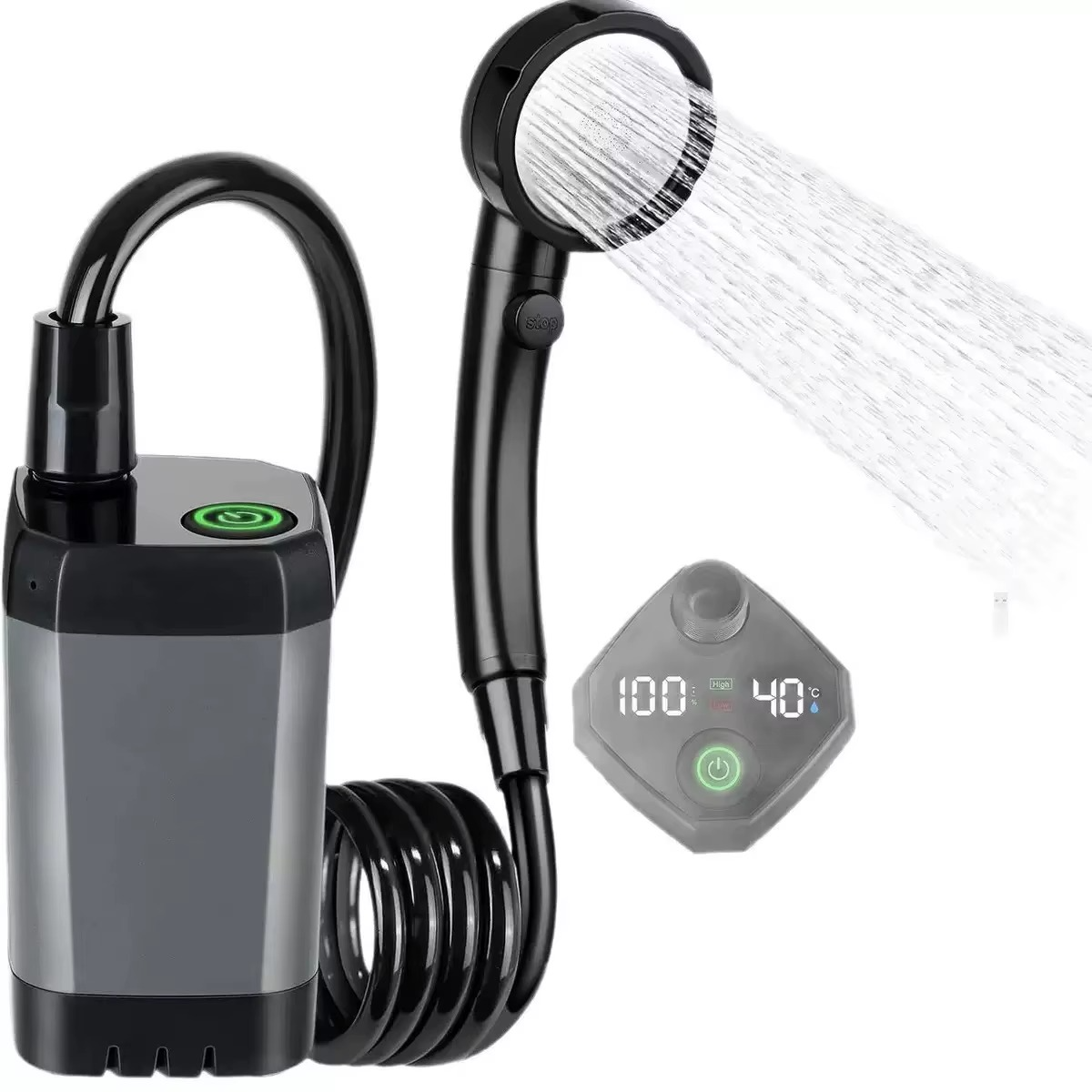 Douche de Camping Électrique Portable avec Affichage de la Température