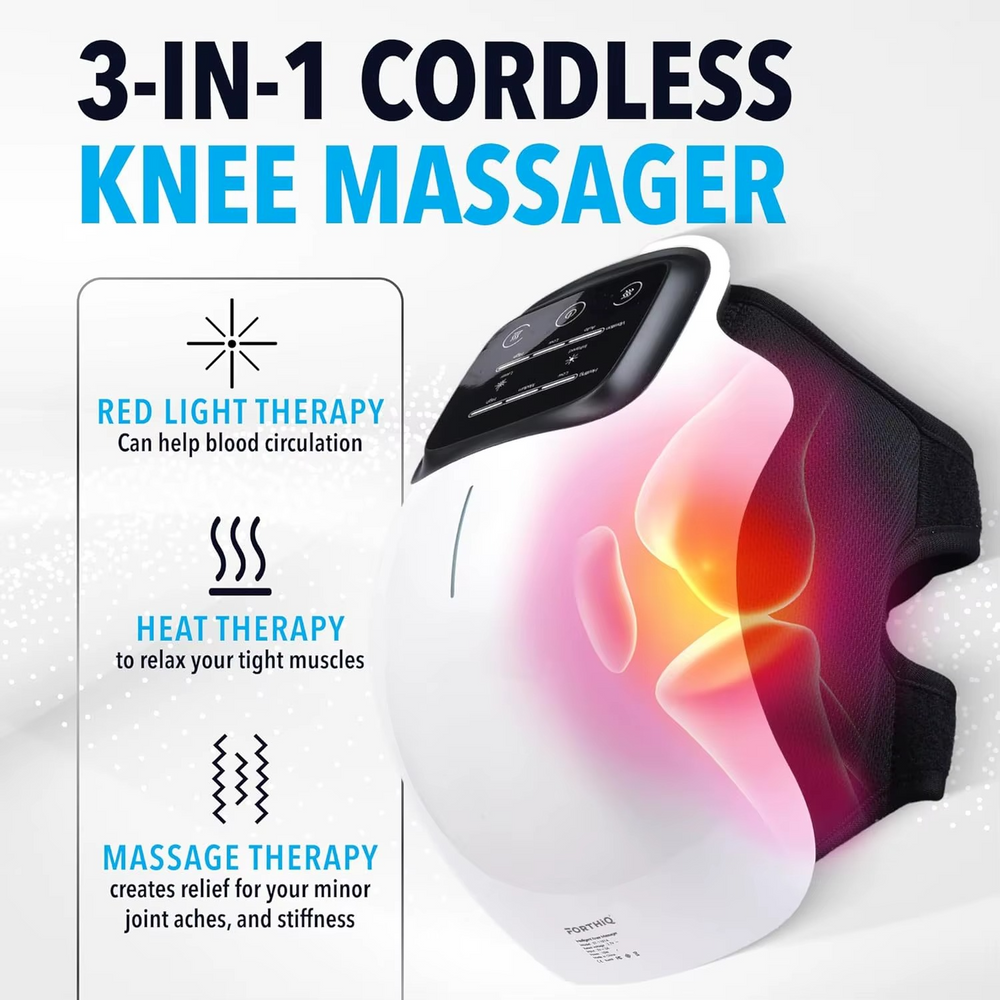 Masseur de Genou Sans Fil avec Écran LED, Chaleur Infrarouge et Vibrations
