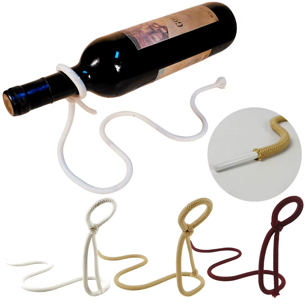 Lévitation Élégante — Porte-Bouteille Suspendu UL 3D en Fer & Corde