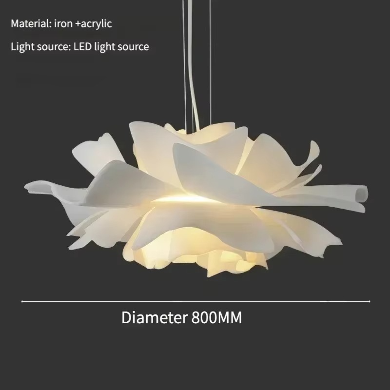 Lustre Moderne en Acrylique Crème – Éclosion Florale Lumineuse