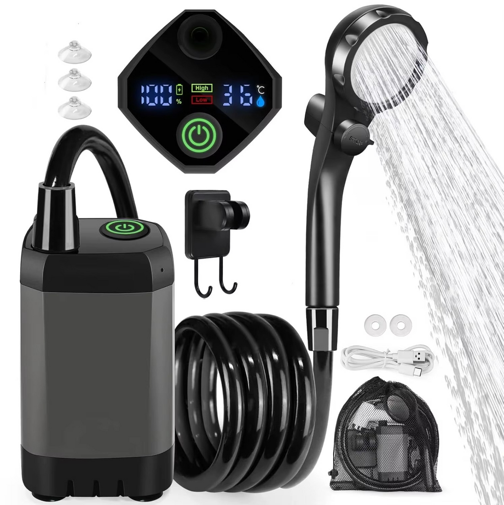 Douche de Camping Électrique Portable avec Affichage de la Température