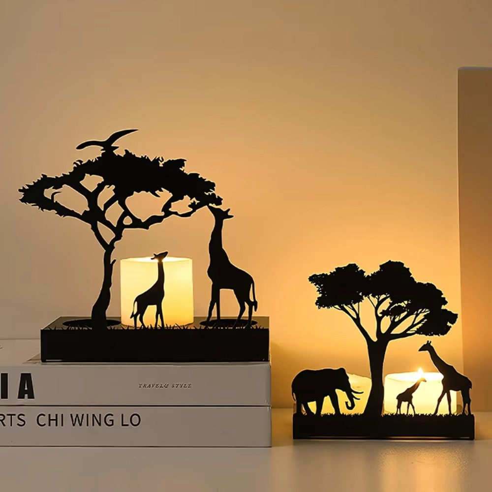 Bougeoir Animaux 3D en Métal – Silhouette en Fer