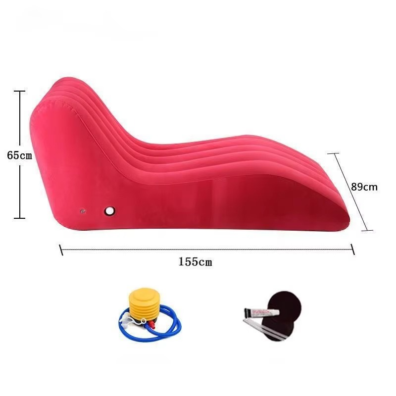 Canapé-lit gonflable en S – PVC floqué, bleu ou rouge